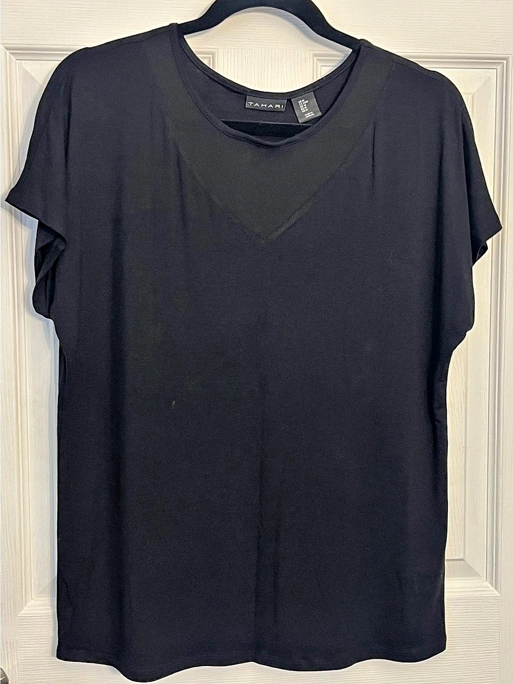 Tahari Black Short Sleeve Top